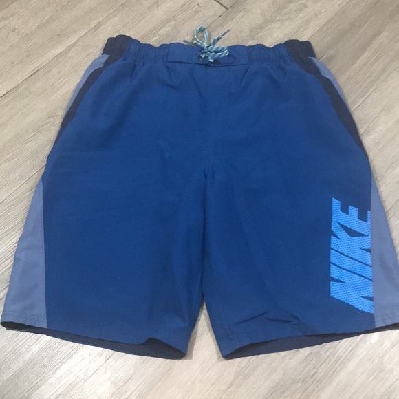 Nike Blue Spell Out Elastic Waist Swim Trunks size M - Picture 3 of 10